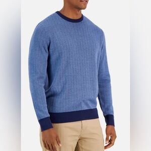 Club Room Men's Navy Herringbone Crewneck Sweater